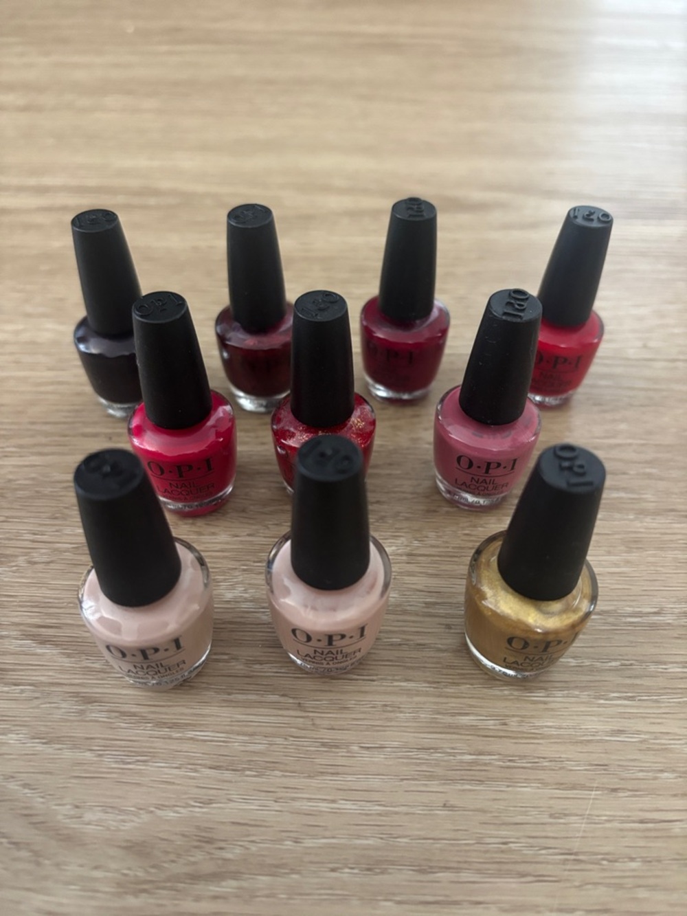 OPI Mini Nail Polish Set of 10 — Reds, Pink, Nude & Gold Accents